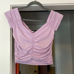 Forever 21 rouched off the shoulder crop top